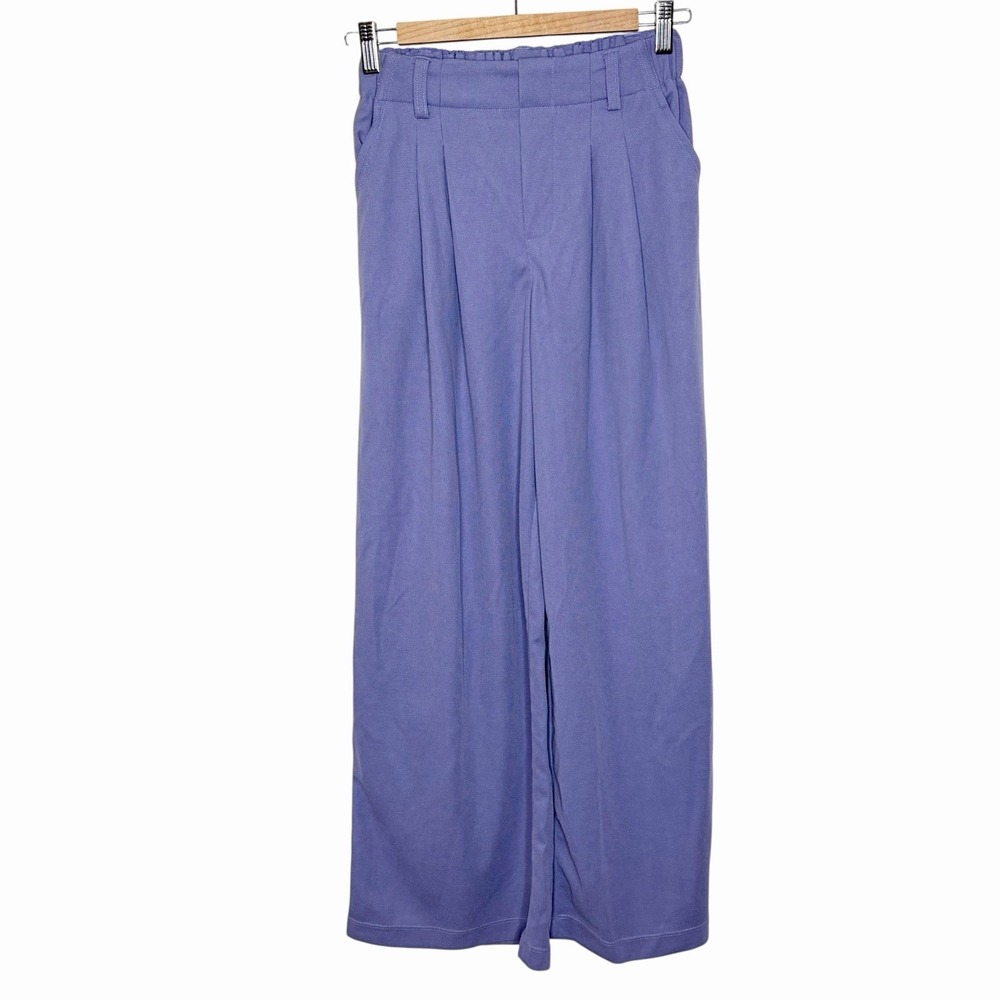 Halara Flex High Waisted Wide Leg Waffle Pants Womens XS Petite Pleated Career
